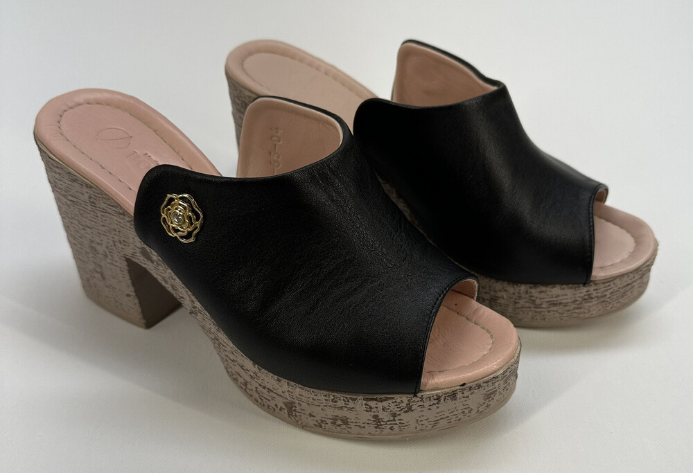 Bonavi Love Leather High Block Heel Platform Slip On Sandals US 8-8.5 (39)